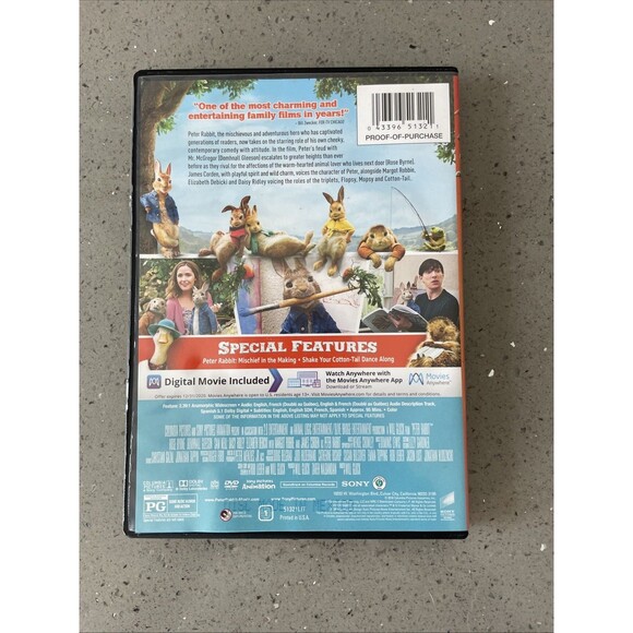 Peter Rabbit (DVD, 2018) Rose Byrne, Domhnall Gleeson signed by James Corden - Picture 2 of 6